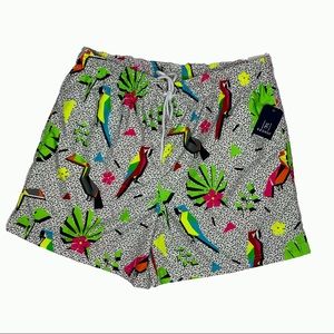 90s Neon Bird Print Men’s George Swim Shorts L